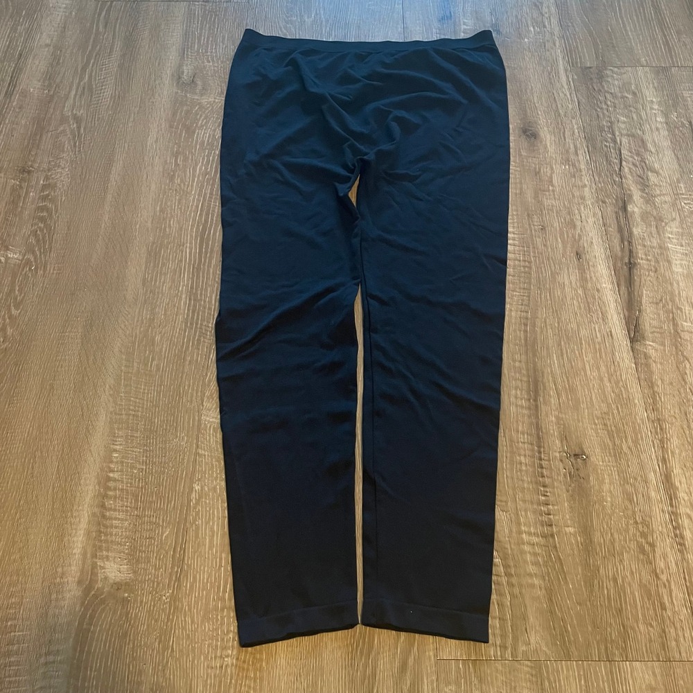 Feathers Womens Leggings Plus 2X/3X Black Nylon Spandex Seamless Stretch Casual